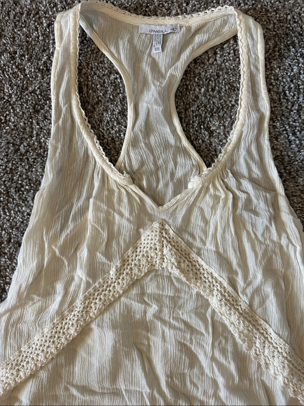 O'Neill Cream Crochet-Trim Racerback Tank